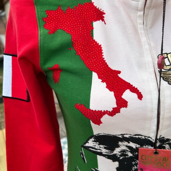 Christian Audigier crystal rock specialty foil rhinestone Track jacket SZ S - Picture 4 of 15